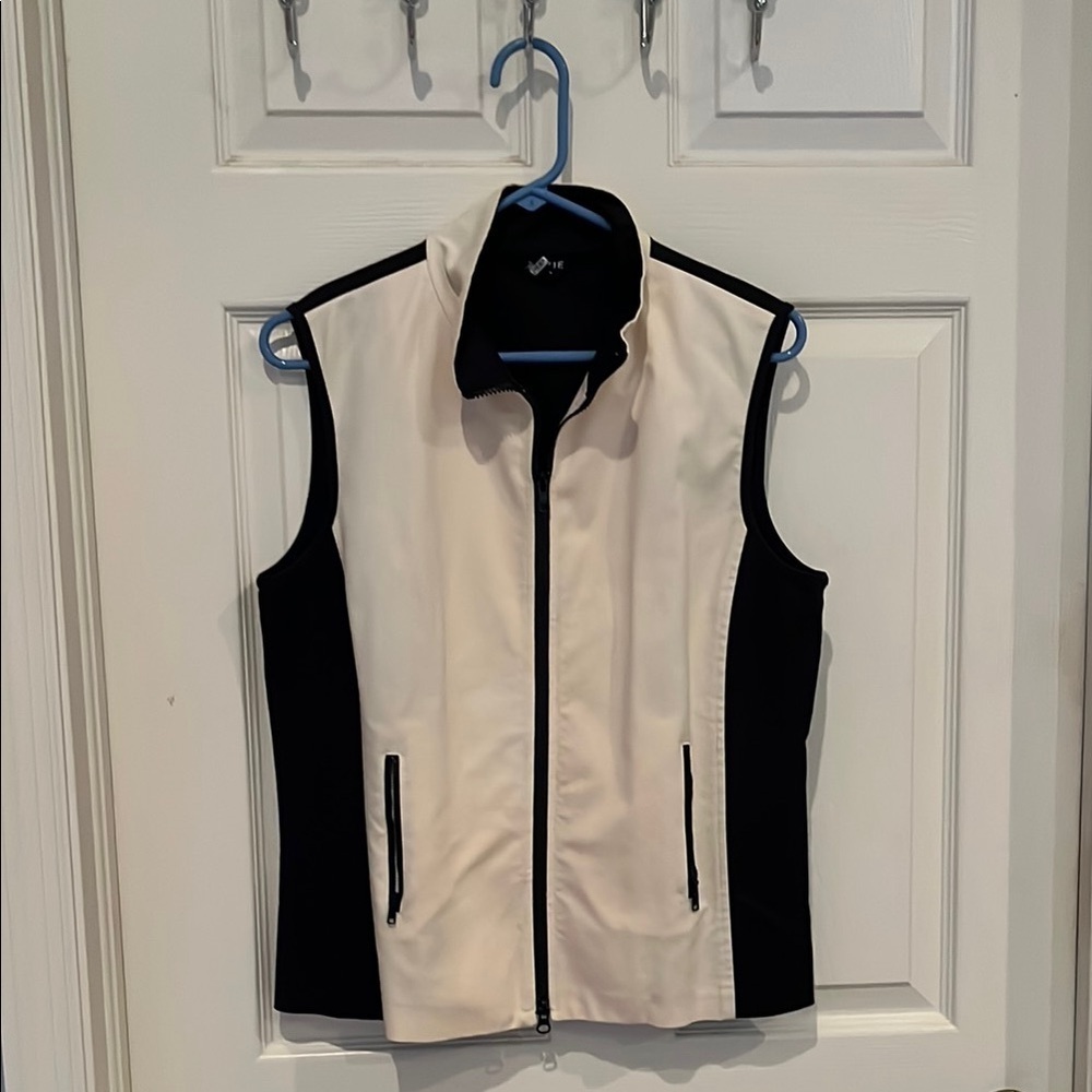 # Black & Off white Vest with Stand-Up Collar